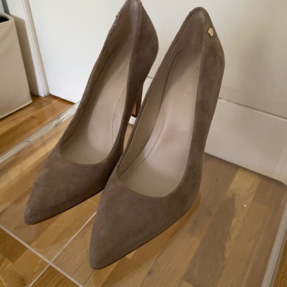 Calvin Klein grey suede heels